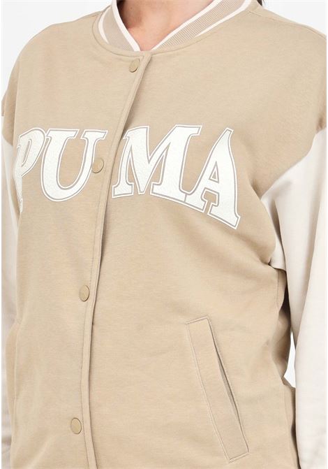 Giubbotto college da donna beige e bianca puma squad track jacket PUMA | 67790283