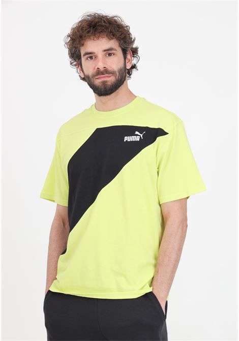 Puma power colorblock men's lime green and black t-shirt PUMA | 67892938