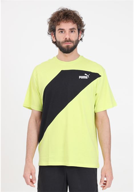 T-shirt verde lime e nera da uomo Puma power colorblock PUMA | 67892938