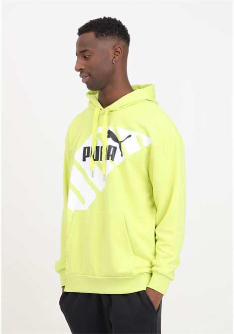 PUMA POWER men's neon yellow graphic hoodie PUMA | Hoodie | 67896338