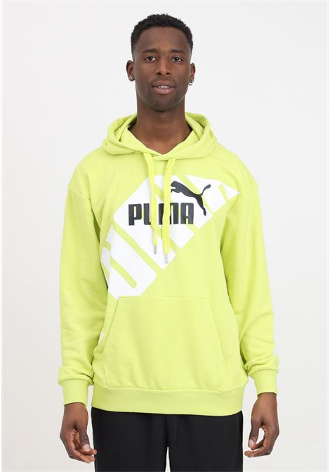 PUMA POWER men's neon yellow graphic hoodie PUMA | 67896338