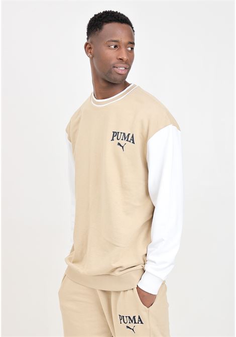 Beige and white puma squad crew men's sweatshirt PUMA | Hoodie | 67897083
