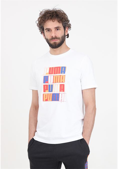T-shirt bianca da uomo Ess+ logo lab PUMA | T-shirt | 67897652