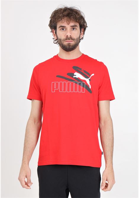 T-shirt sportiva rossa da uomo Ess+ logo lab PUMA | T-shirt | 67898811