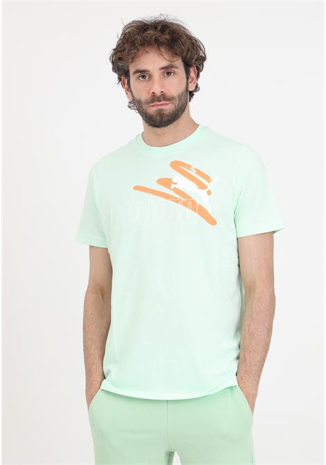 T-shirt sportiva verde da uomo Ess+ logo lab PUMA | T-shirt | 67898888