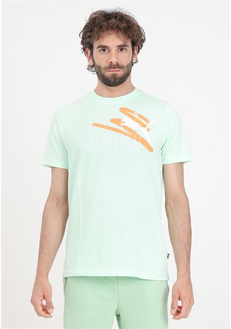 T-shirt sportiva verde da uomo Ess+ logo lab PUMA | T-shirt | 67898888