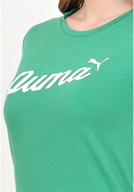 T-shirt da donna verde Essentials+ script tee PUMA | T-shirt | 67931586