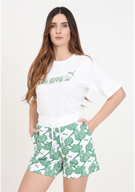 Shorts da donna bianchi e verdi Blossom aop PUMA | 67935286