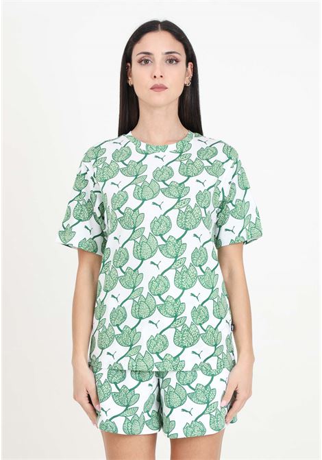 White and green Ess+ blossom aop women's t-shirt PUMA | 67949386