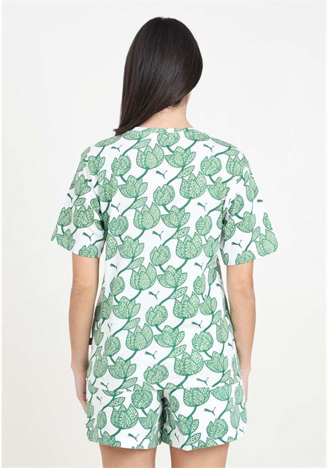 T-shirt da donna bianca e verde Ess+ blossom aop PUMA | T-shirt | 67949386