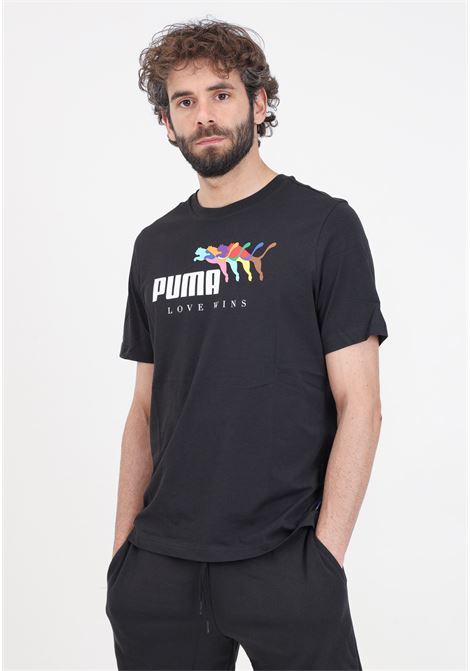 T-shirt nera da uomo Ess+ love wins PUMA | 68000001