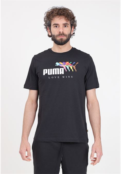 T-shirt nera da uomo Ess+ love wins PUMA | T-shirt | 68000001
