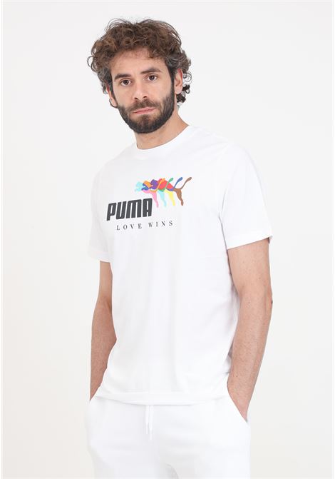 T-shirt bianca da uomo Ess+ love wins PUMA | 68000002