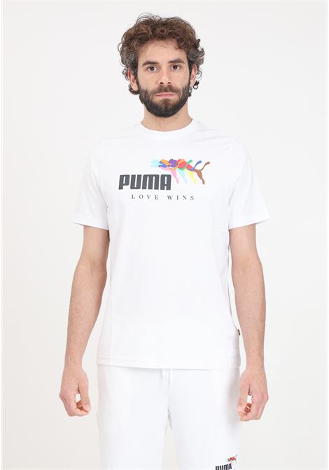 T-shirt bianca da uomo Ess+ love wins PUMA | T-shirt | 68000002