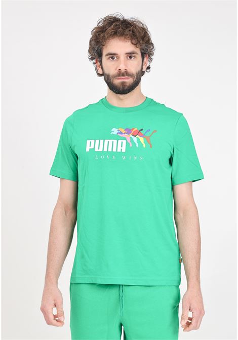 T-shirt verde da uomo Ess+ love wins PUMA | 68000036