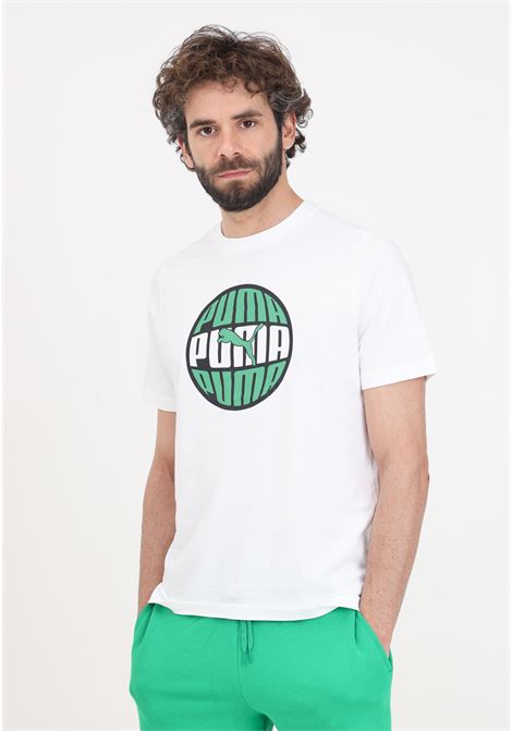 T-shirt bianca nera e verde da uomo Graphics circular PUMA | 68017402