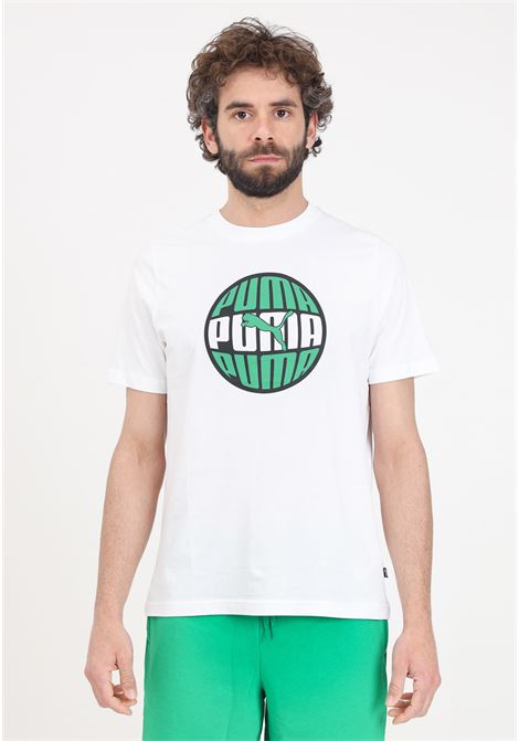 T-shirt bianca nera e verde da uomo Graphics circular PUMA | 68017402
