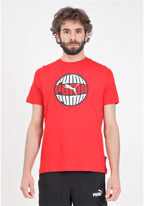 T-shirt bianca nera e rossa da uomo Graphics circular PUMA | T-shirt | 68017411