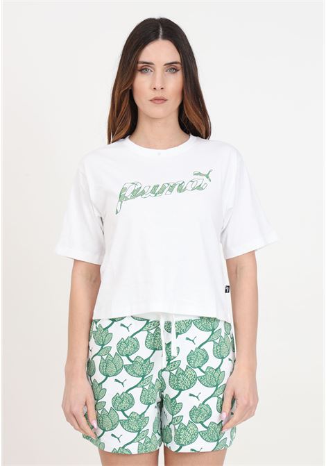 T-shirt da donna bianca Blossom short graphic tee PUMA | 68043202