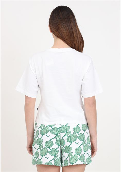 T-shirt da donna bianca Blossom short graphic tee PUMA | 68043202