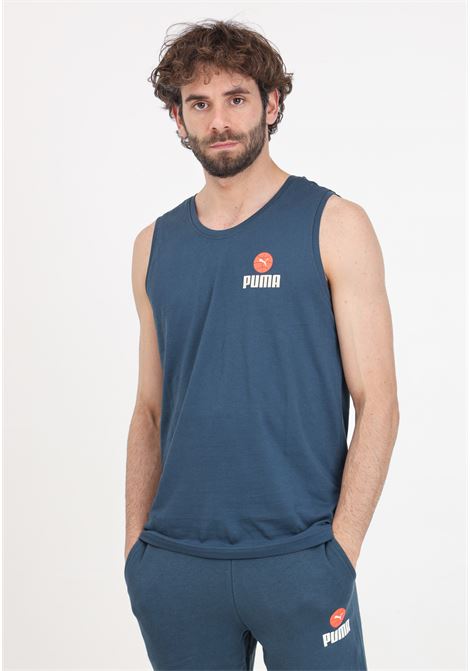 Blank basic blue men's sleeveless t-shirt PUMA | 68480601