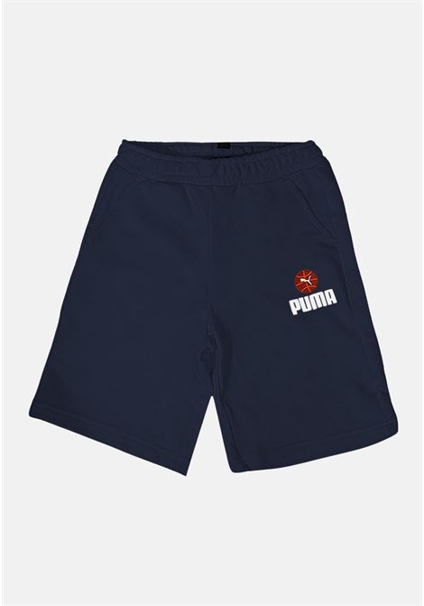 Shorts bambino bambina blu con stampa logo laterale PUMA | Shorts | 68481101