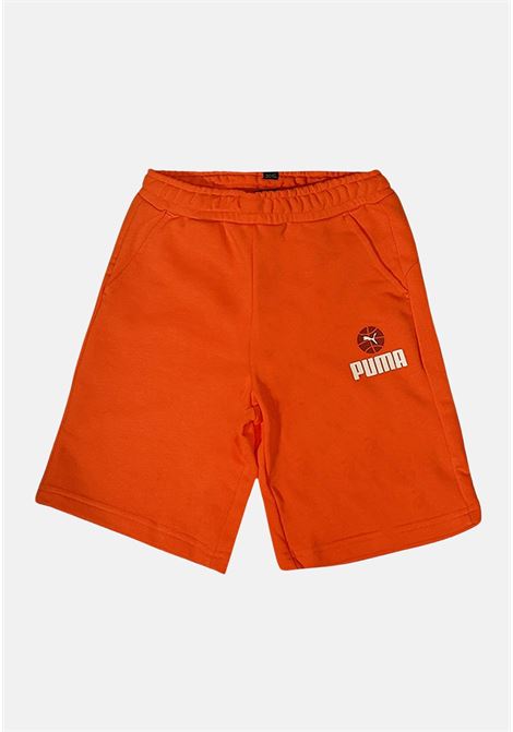 Orange baby girl shorts with side logo print PUMA | 68481102