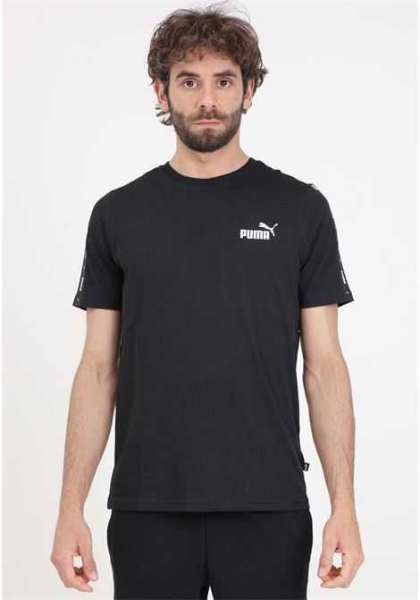 T-shirt sportiva nera da uomo Essentials+ Tape PUMA | 84738201