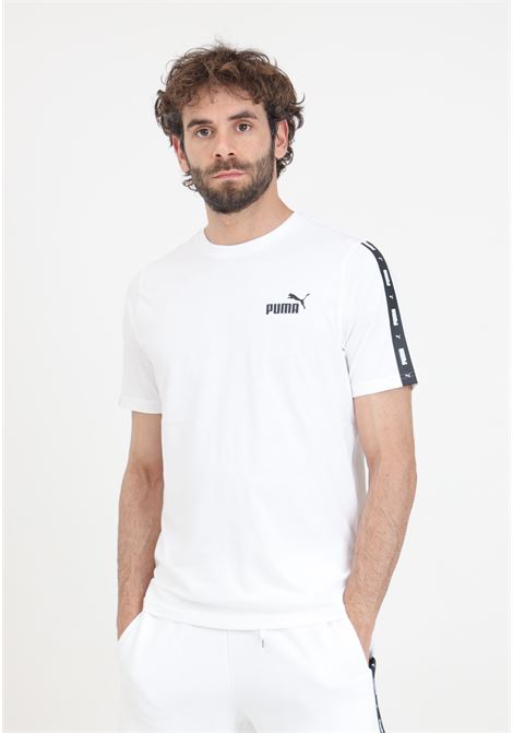 T-shirt sportiva bianca da uomo Essentials+ Tape PUMA | 84738202