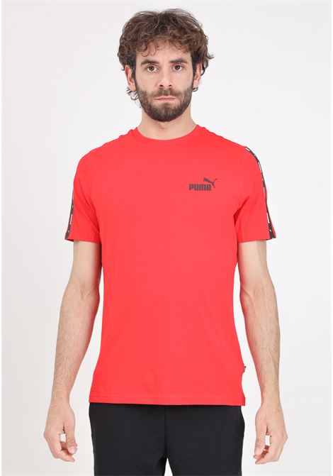 T-shirt sportiva rossa da uomo Essentials+ Tape PUMA | 84738211