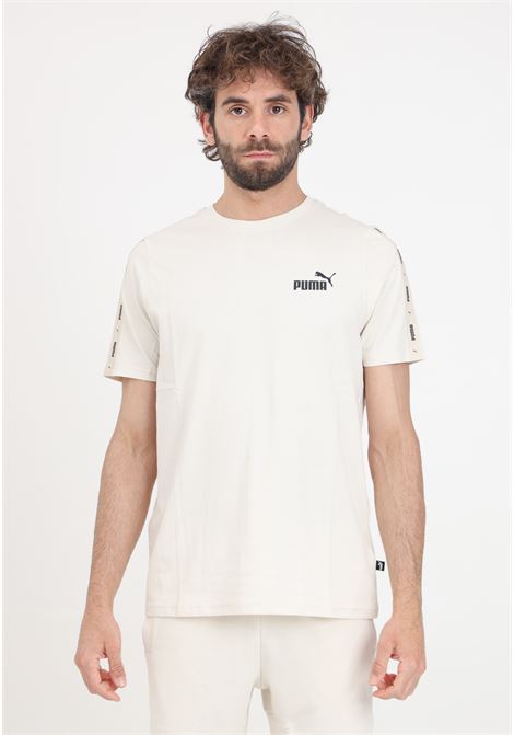 T-shirt sportiva beige da uomo Essentials+ Tape PUMA | 84738287