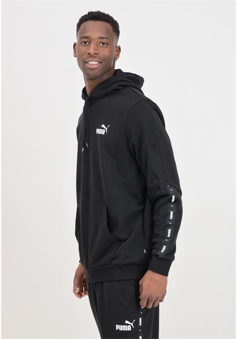 Black men's sweatshirt with hood and full zip PUMATECH PUMA | 84738501