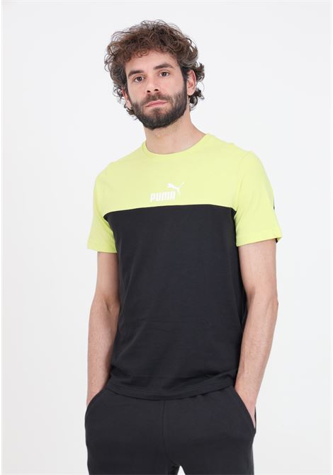 Ess+ block tee black and lime green men's t-shirt PUMA | 84742638