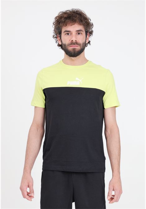 T-shirt da uomo Ess+ block tee nera e verde lime PUMA | T-shirt | 84742638