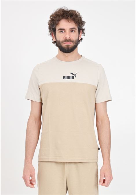 T-shirt da uomo Ess+ block tee beige chiaro e scuro PUMA | 84742683