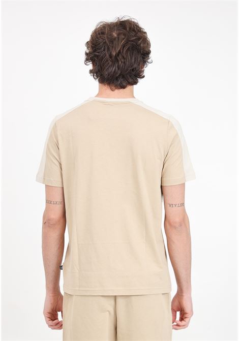T-shirt da uomo Ess+ block tee beige chiaro e scuro PUMA | T-shirt | 84742683