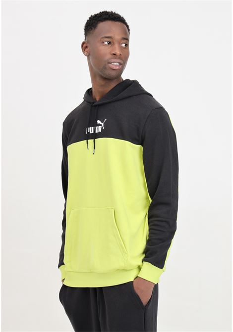 Fluorescent yellow and black hoodie for men PUMA | Hoodie | 84742838