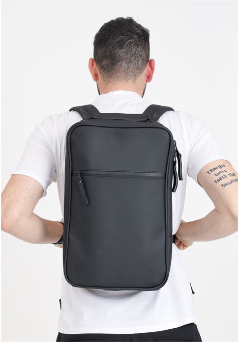 Black backpack for men and women with zip and handle book backpack w3 RAINS | RA12310BLA
