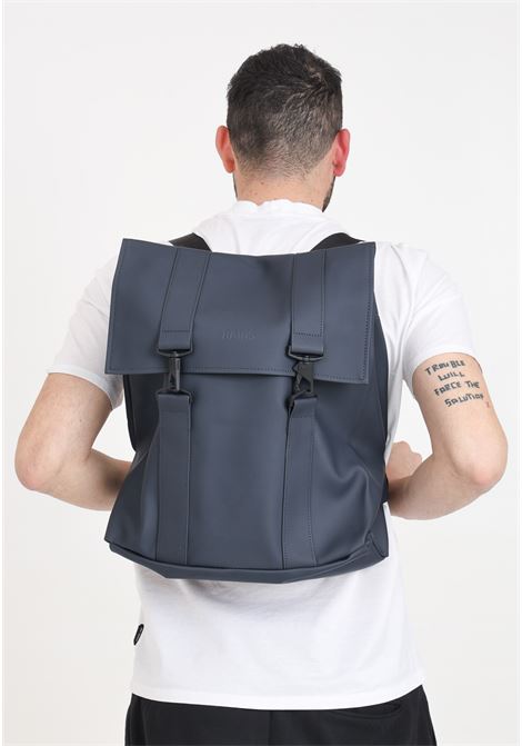 Navy blue men's and women's backpack with msn bag w3 logo RAINS | Backpacks | RA13300NAV