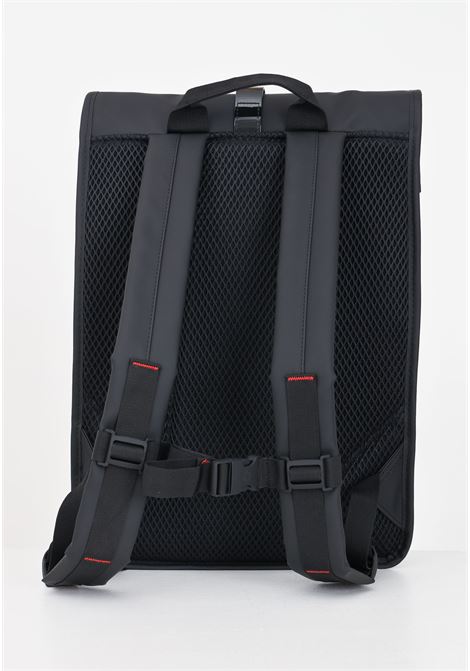 Backpack for men and women, black rolltop rucksack contrast RAINS | Backpacks | RA14540BLA