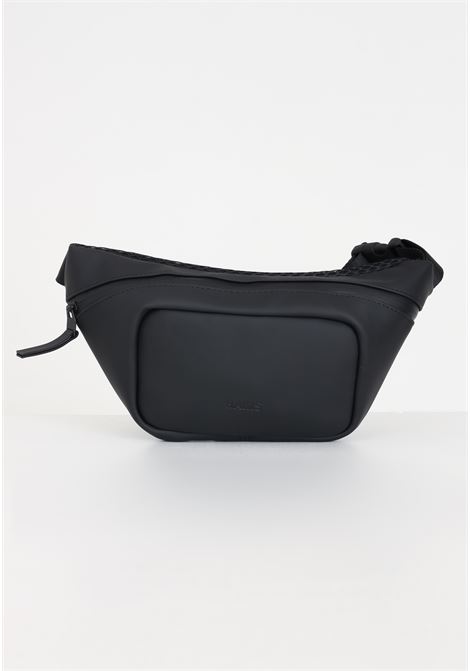 Black men's and women's bum bag with logo imprinted on the front RAINS | RA14730BLA