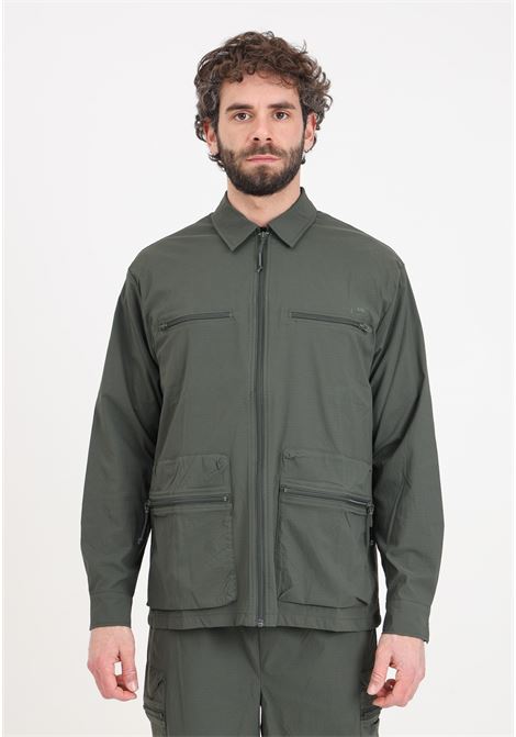 Green men's windbreaker with large zipped pockets on the front RAINS | Jackets | RA19320GRE