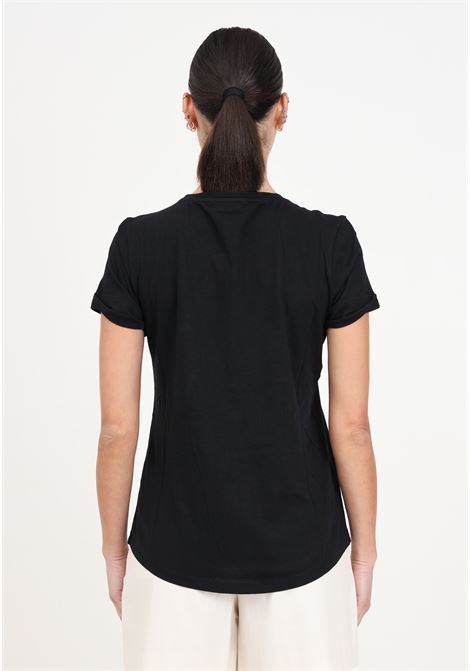 T-shirt da donna nera con logo ricamato RALPH LAUREN | 200934390001BLACK