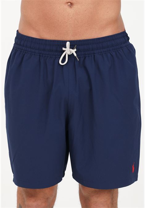 Blue men's swim shorts with logo embroidery RALPH LAUREN | Beachwear | 710907255001NEWPORT NAVY