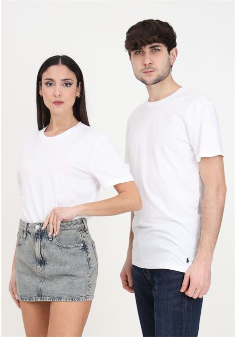 T-shirt uomo donna bianca con logo nero RALPH LAUREN | T-shirt | 714830304003WHITE