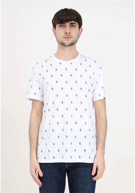 T-shirt uomo donna bianca allover logo RALPH LAUREN | T-shirt | 714899612001WHITE AOPP