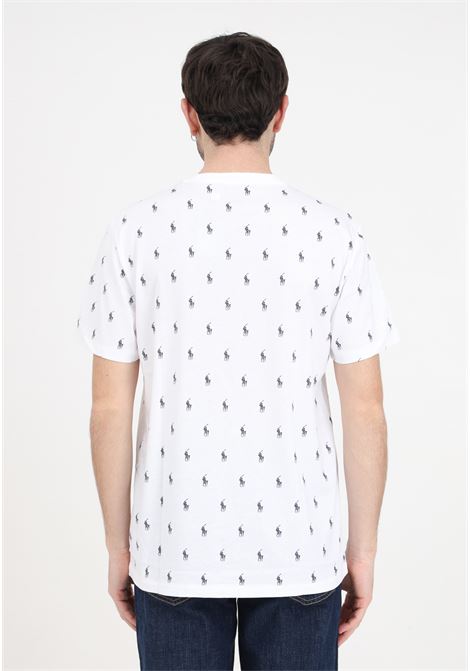 White men's and women's t-shirt with allover logo RALPH LAUREN | T-shirt | 714899612001WHITE AOPP