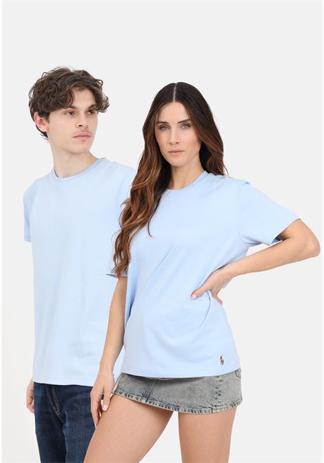 Light blue men's and women's t-shirt with stitched pony logo RALPH LAUREN | T-shirt | 714931649002OFFICE BLUE
