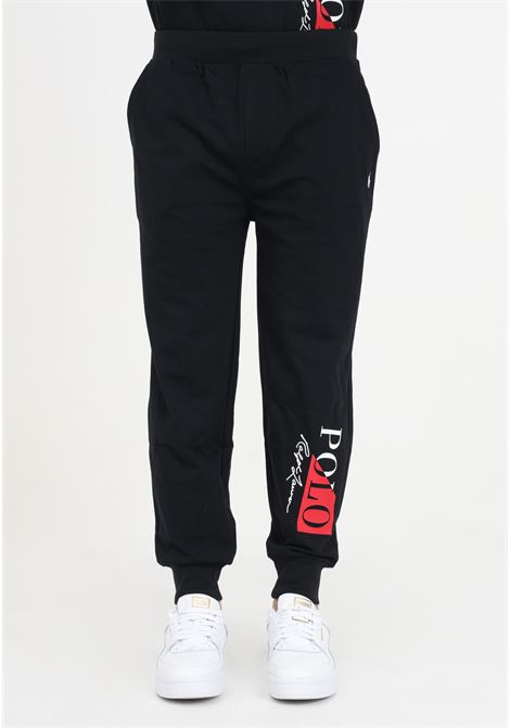 Pantaloni da uomo neri da  jogging in felpa con logo RALPH LAUREN | Pantaloni | 714932512002POLO BLACK