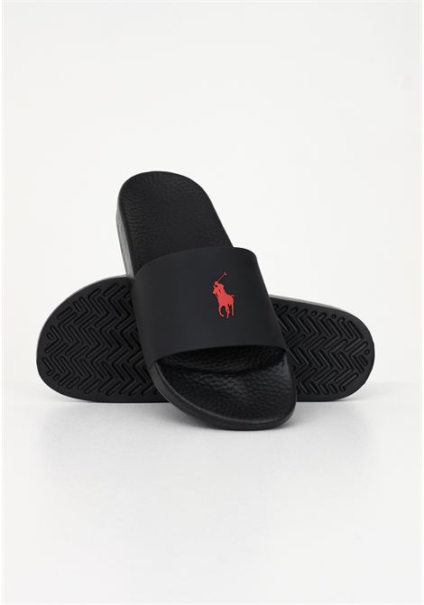 Black men's slippers with contrasting logo RALPH LAUREN | Slippers | 809852071-004.
